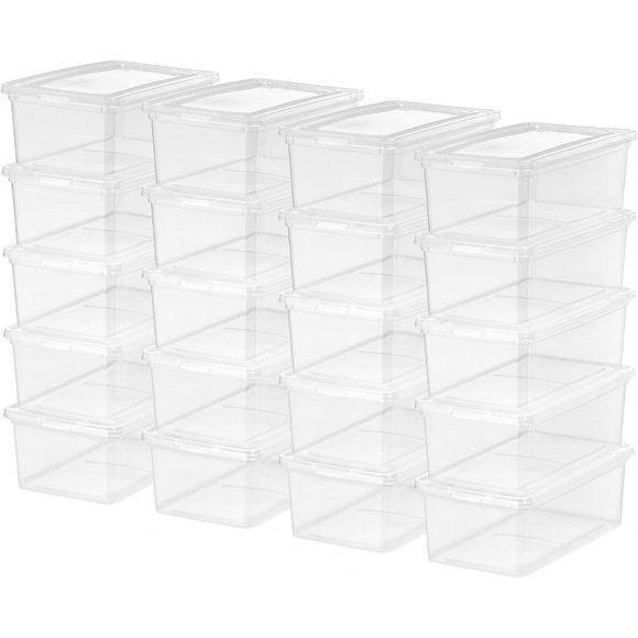 20 Clear Quart Plastic Storage Bin Tote Organizing Container with Latching Lid - Picture 2 of 8